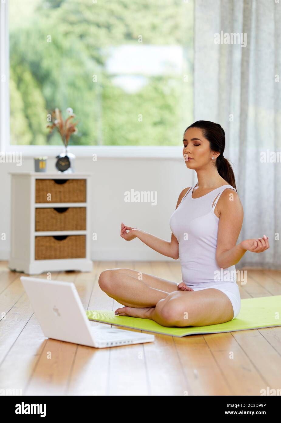 Laptop online workout working out routine hi-res stock photography and ...