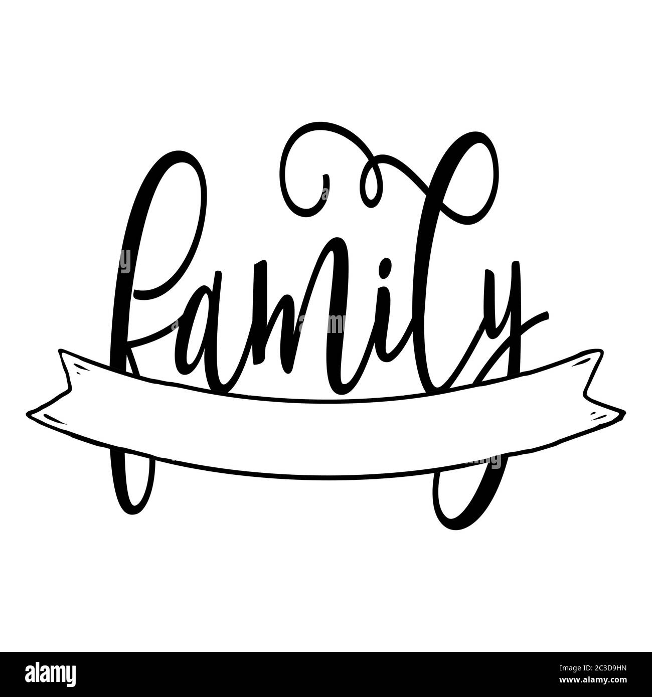 Family word with free space for last name or surename. Split lettercricut cameo split letter, family. Good for door board sign or other printig press Stock Vector