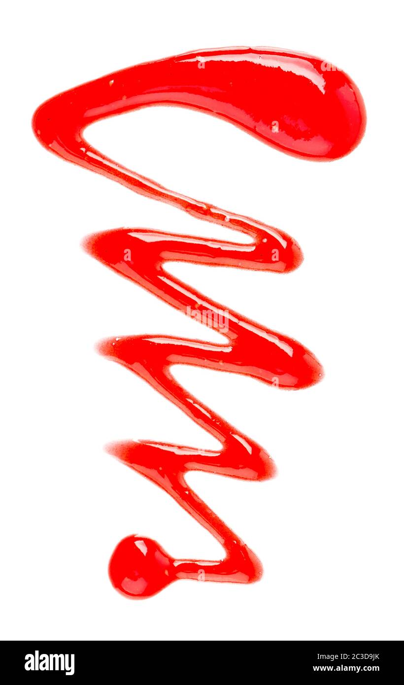 Raspberry jam drizzle isolated on white background. Top view. Stock Photo