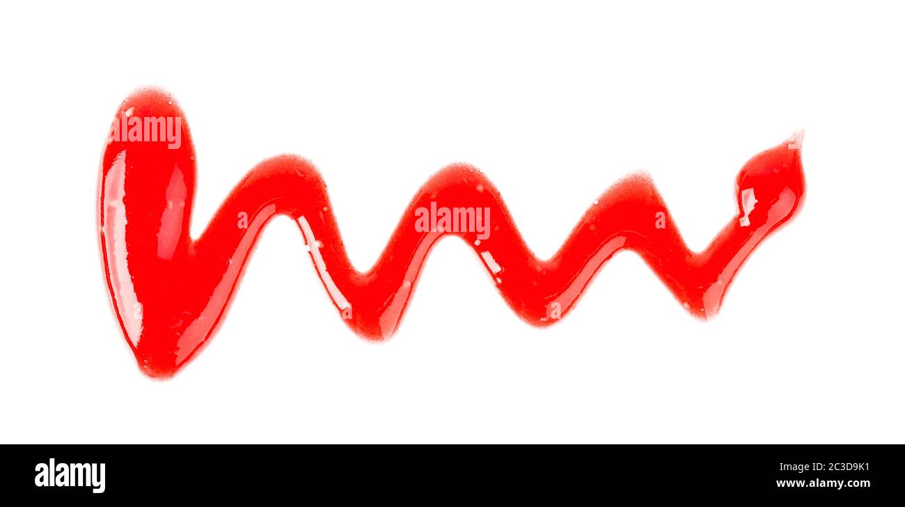 Raspberry jam drizzle isolated on white background. Top view. Stock Photo