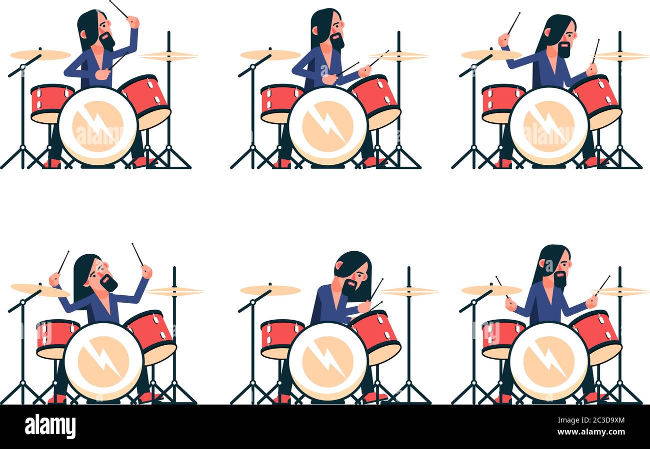 Rock band drummer playing drum set Stock Vector Image & Art Alamy