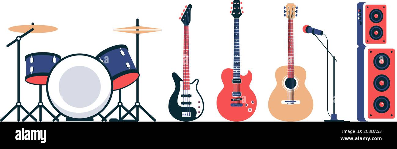 Rock band instruments set Stock Vector Image & Art - Alamy