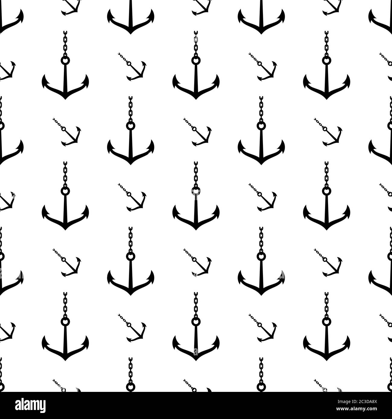 Anchor Icon Seamless Pattern, Flat Vector Art Illustration Stock Vector ...