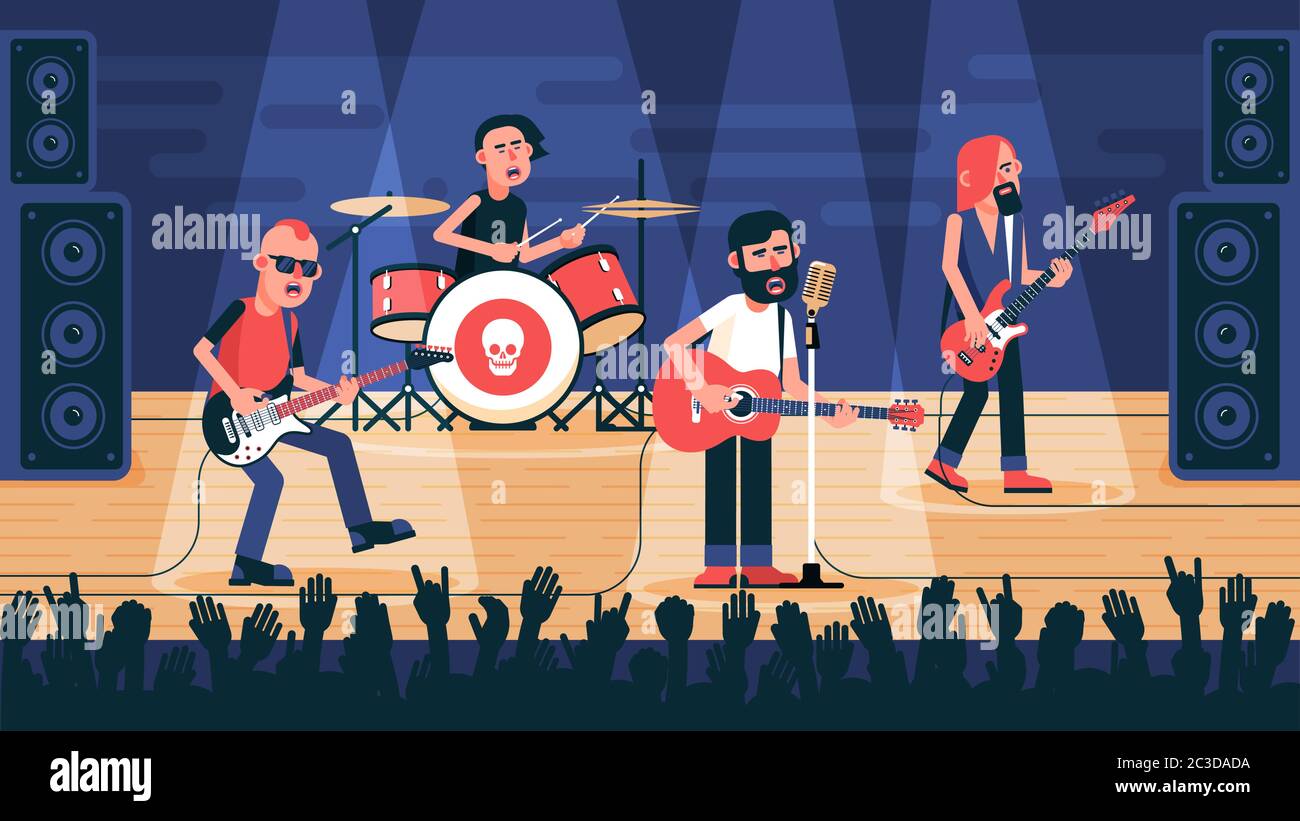 Rock band playing on stage Stock Vector