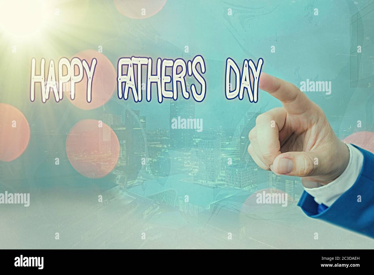 Writing note showing Happy Fathers Day. Business concept for celebrated to show love for the ...