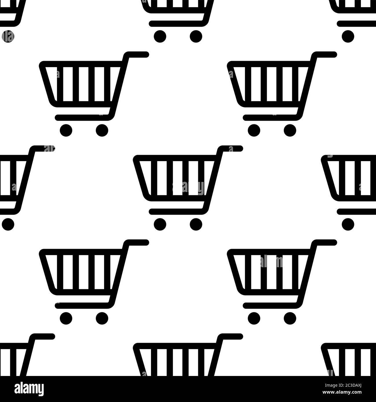 Shopping Cart Icon Seamless Pattern Vector Art Illustration Stock Vector