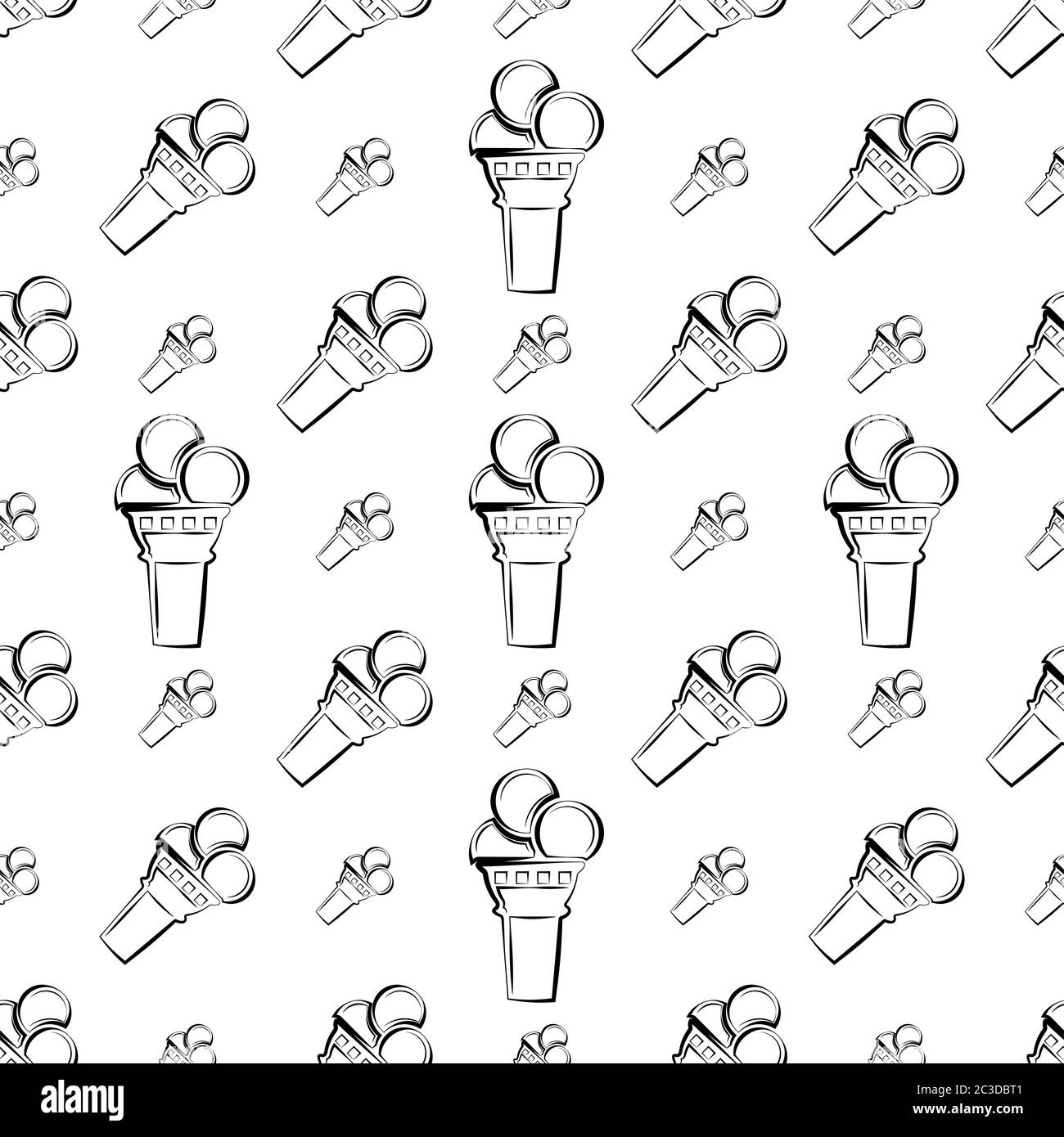 Ice Cream Cone Icon Seamless Pattern Vector Art Illustration Stock ...