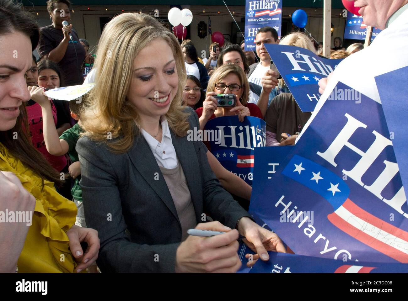 Austin, Texas USA, February 21 2008: Chelsea Clinton, daughter of former Pres. Bill Clinton and Democratic presidential hopeful Hillary Clinton, greets Hillary Clinton supporters at rally. ©Marjorie Kamys Cotera/Daemmrich Photography Stock Photo