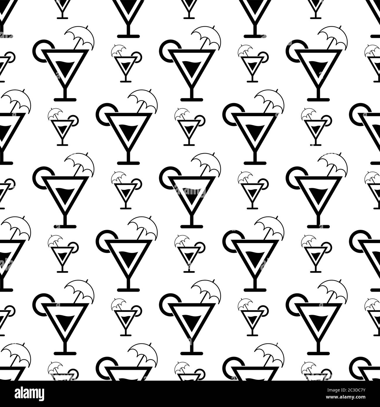 Cocktail Icon Seamless Pattern, Cocktail Vector Art Illustration Stock ...