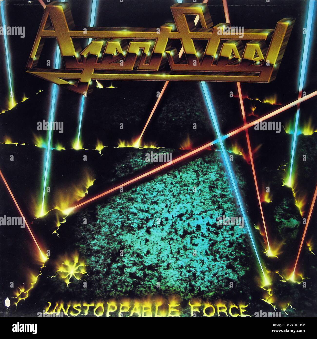 AGENT STEEL UNSTOPPABLE FORCE  - Vintage 12'' vinyl LP Cover Stock Photo