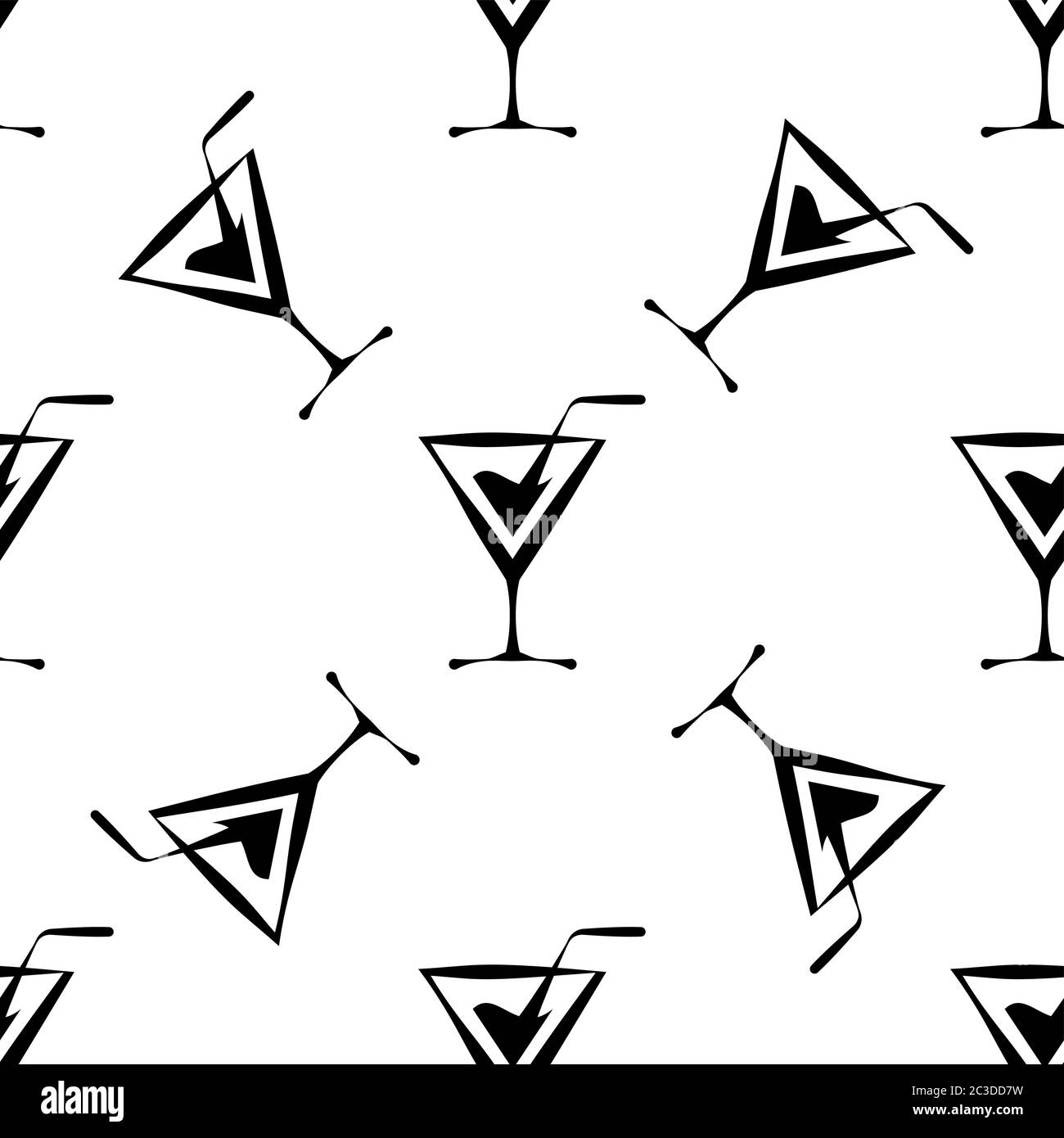 Cocktail Icon Seamless Pattern, Cocktail Vector Art Illustration Stock ...