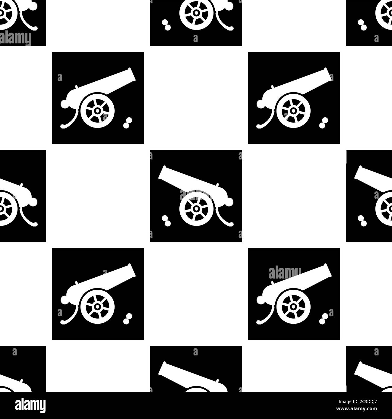 Cannon Icon Seamless Pattern, Weapon Icon, Old Style Vector Art ...