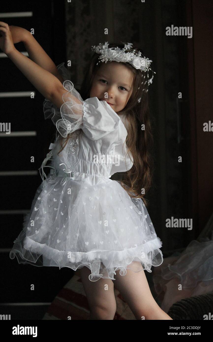 little girl in wedding dress