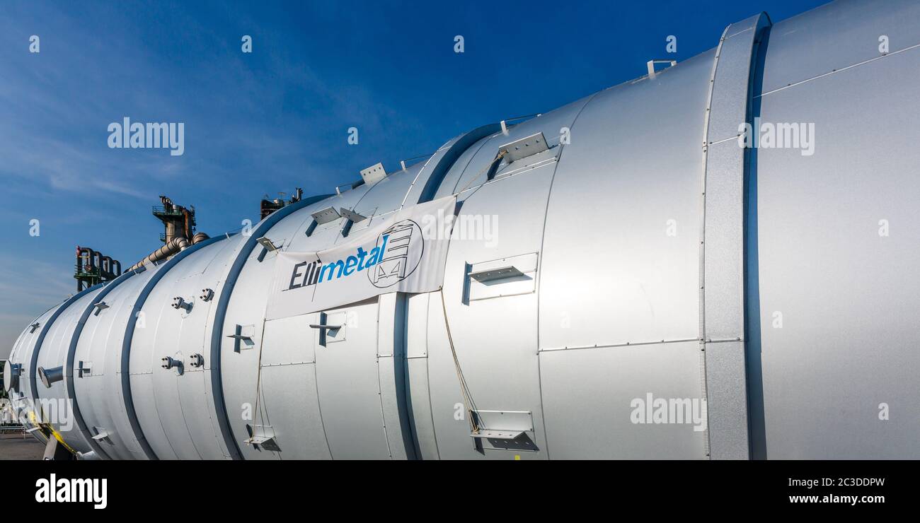 A pressure vessel, to be used as chemical reactor in a petrochemical plant, waiting for