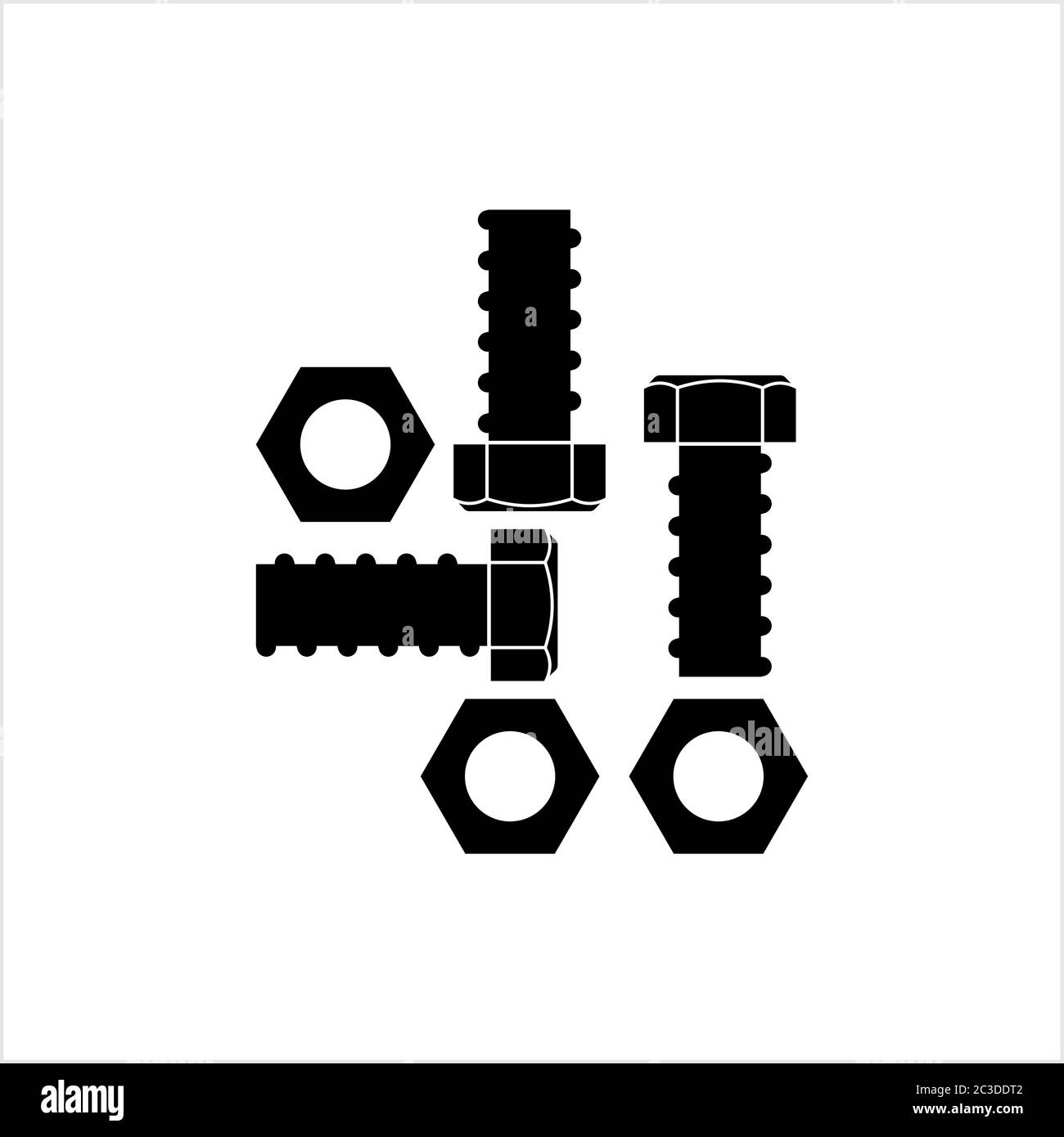 Nut And Bolt Icon, Hex Nut Vector Art Illustration Stock Vector Image