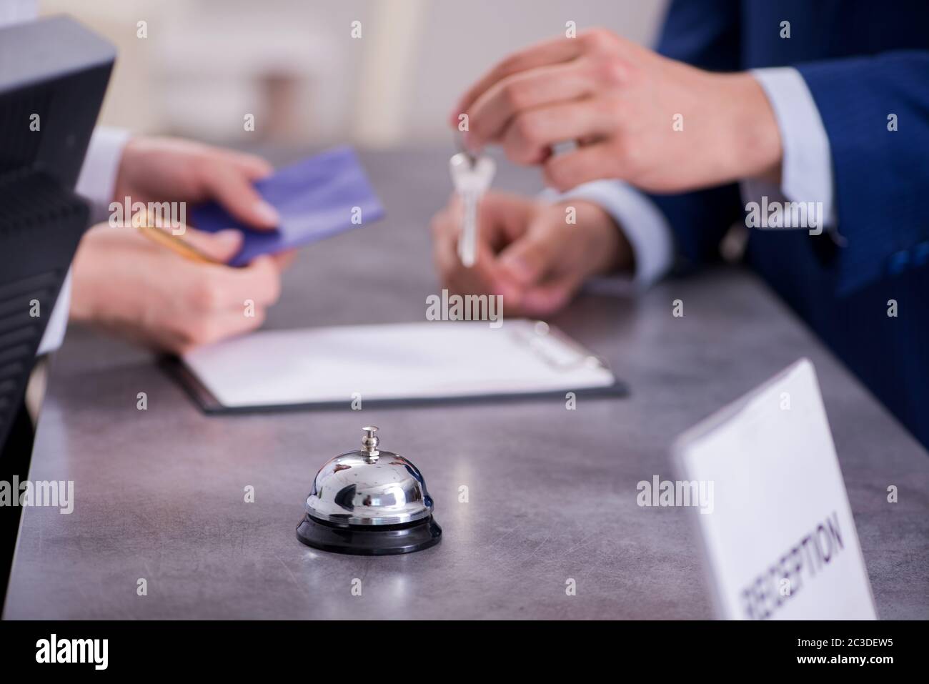 Hotel reception bell at the counter Stock Photo Alamy