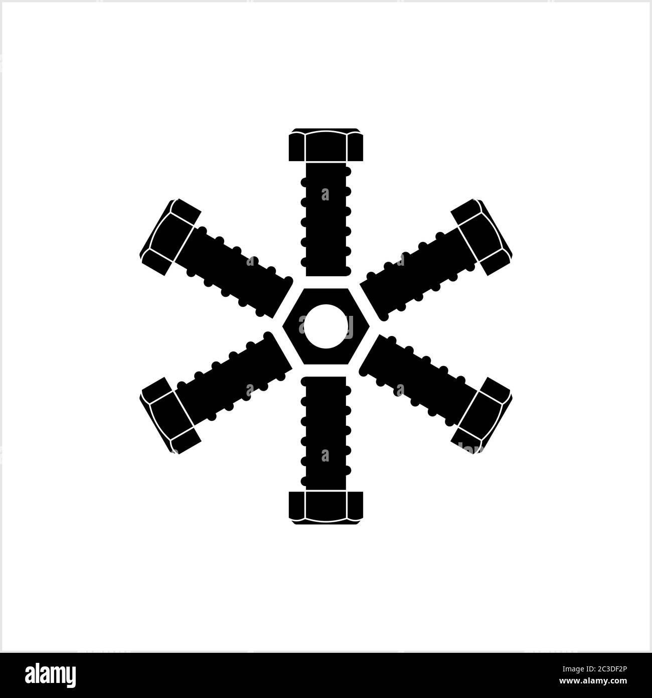 Nut And Bolt Icon, Hex Nut Vector Art Illustration Stock Vector Image