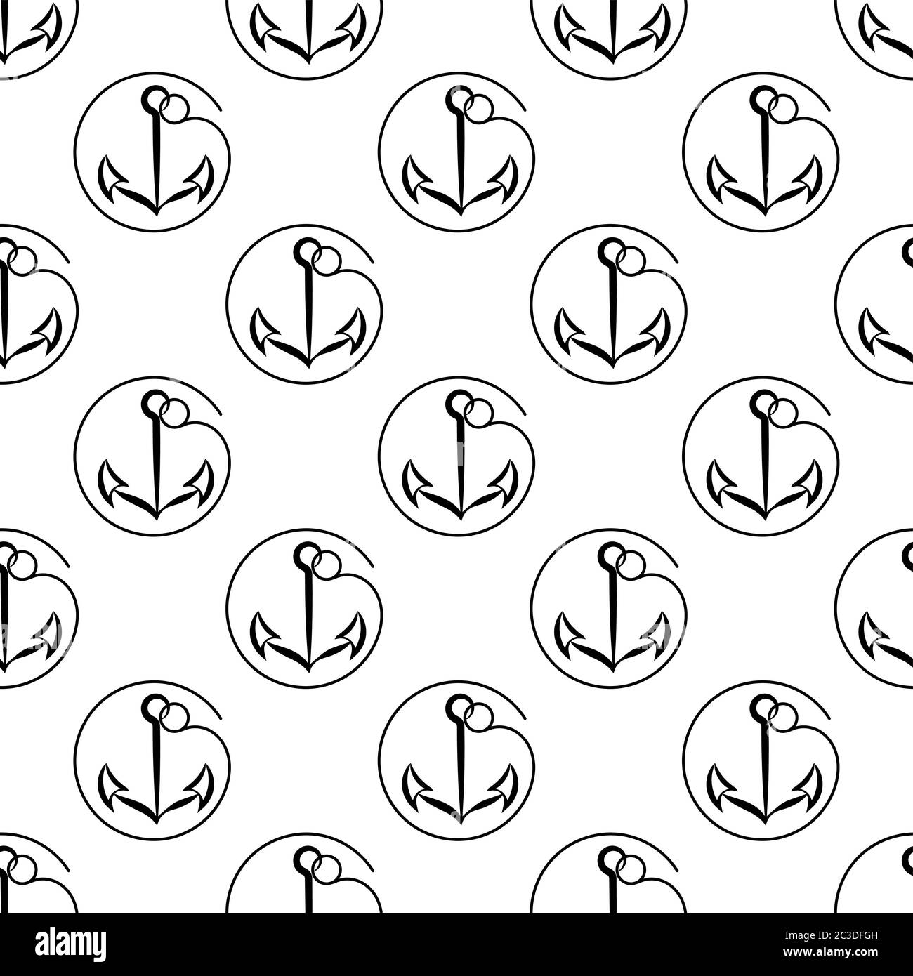 Anchor Icon Seamless Pattern, Flat Vector Art Illustration Stock Vector ...