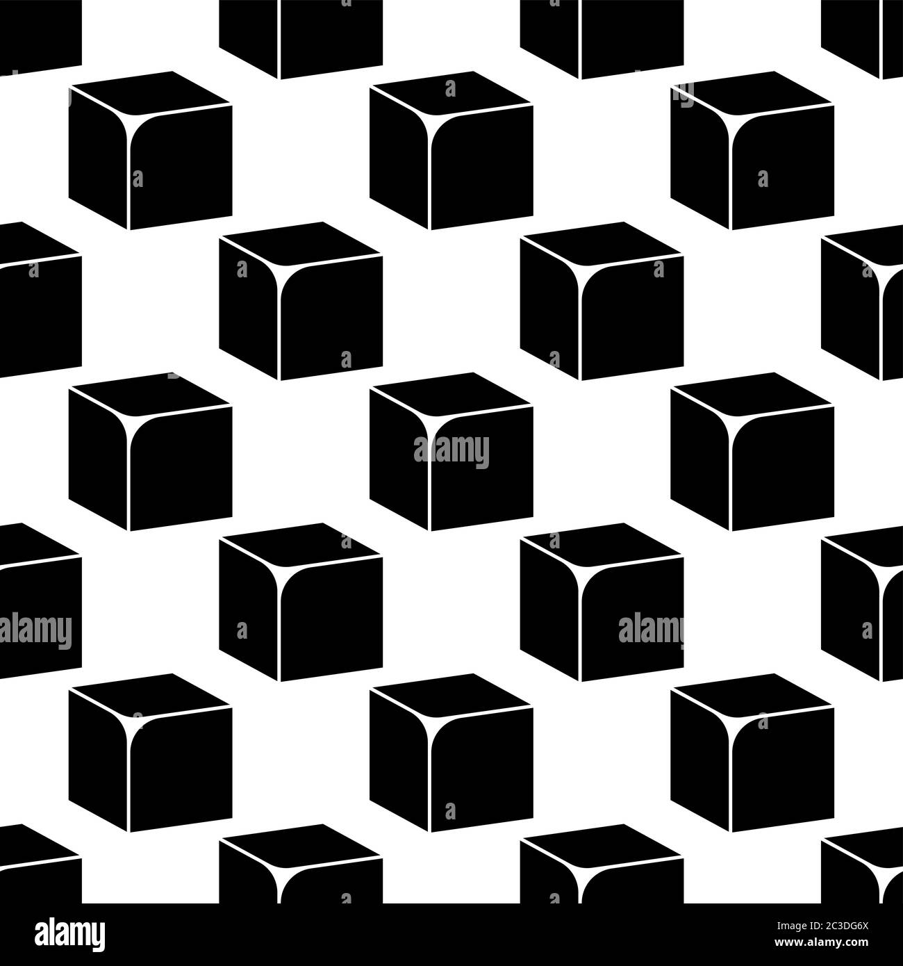 Cube Icon, 3d Line Art Design Seamless Pattern Vector Art Illustration Stock Vector