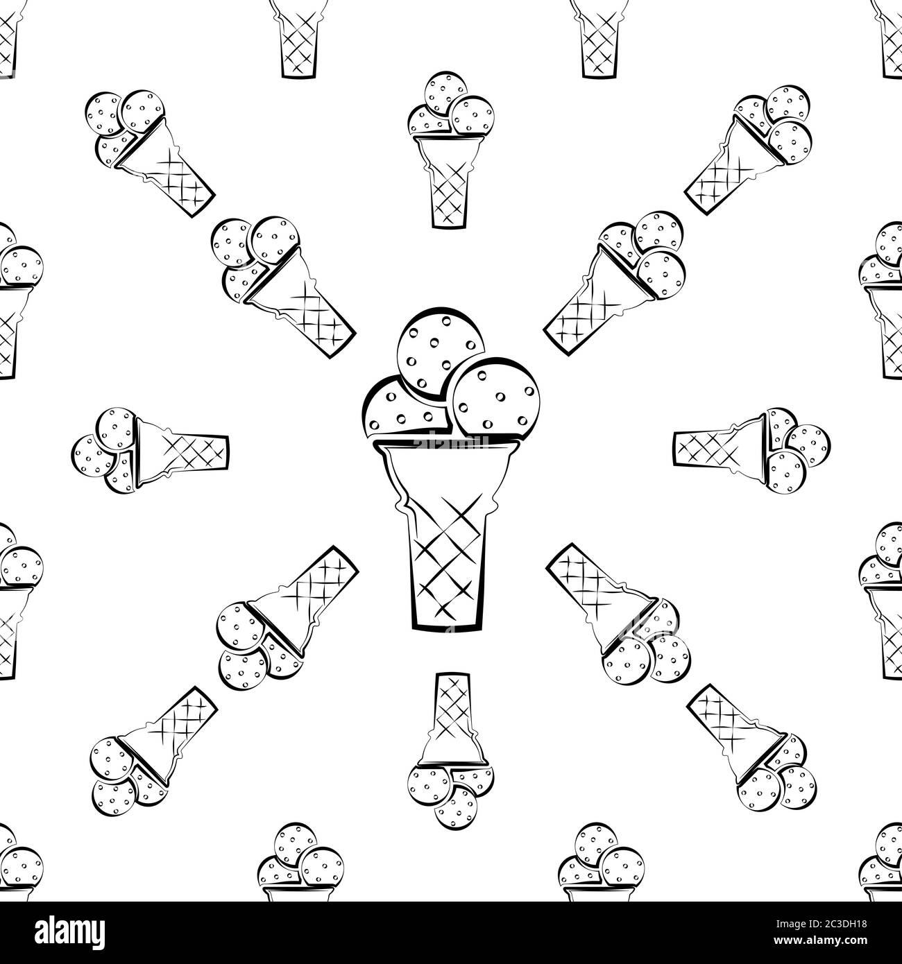 Ice Cream Cone Icon Seamless Pattern Vector Art Illustration Stock ...