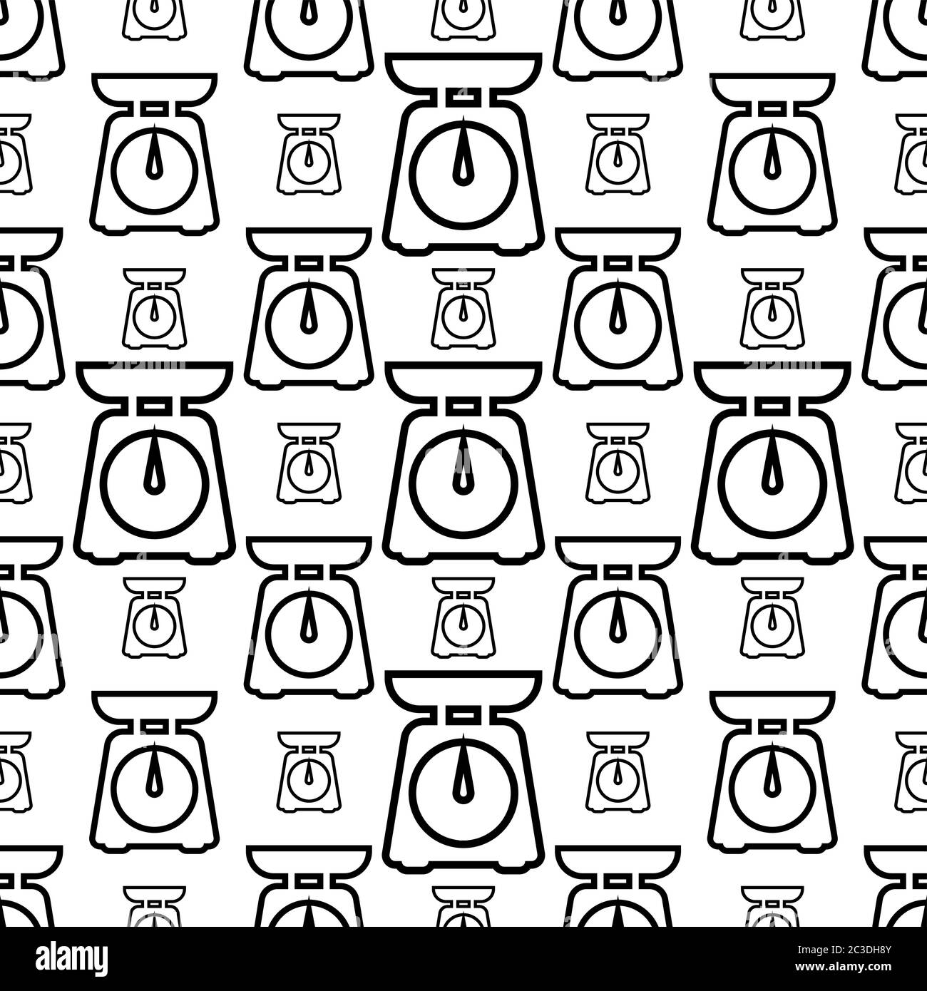 Kitchen Weight Scale Icon Seamless Pattern Vector Art Illustration ...
