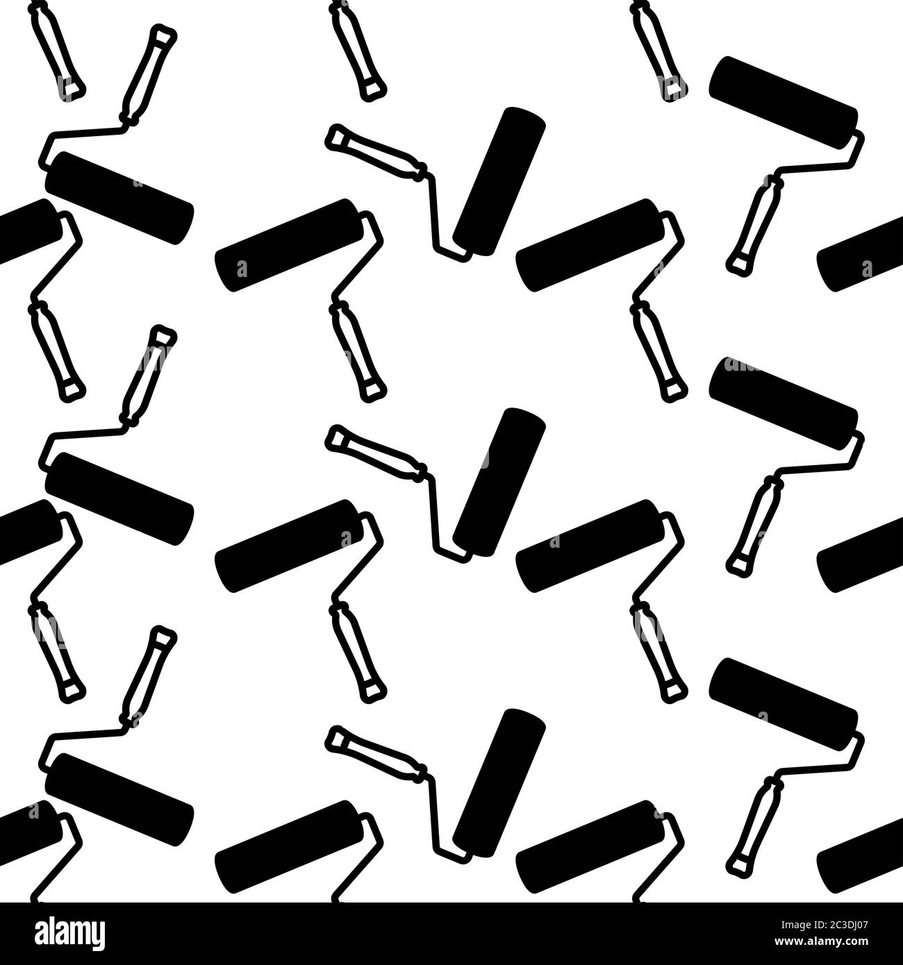 Paint Roller Icon Seamless Pattern Vector Art Illustration Stock Vector ...