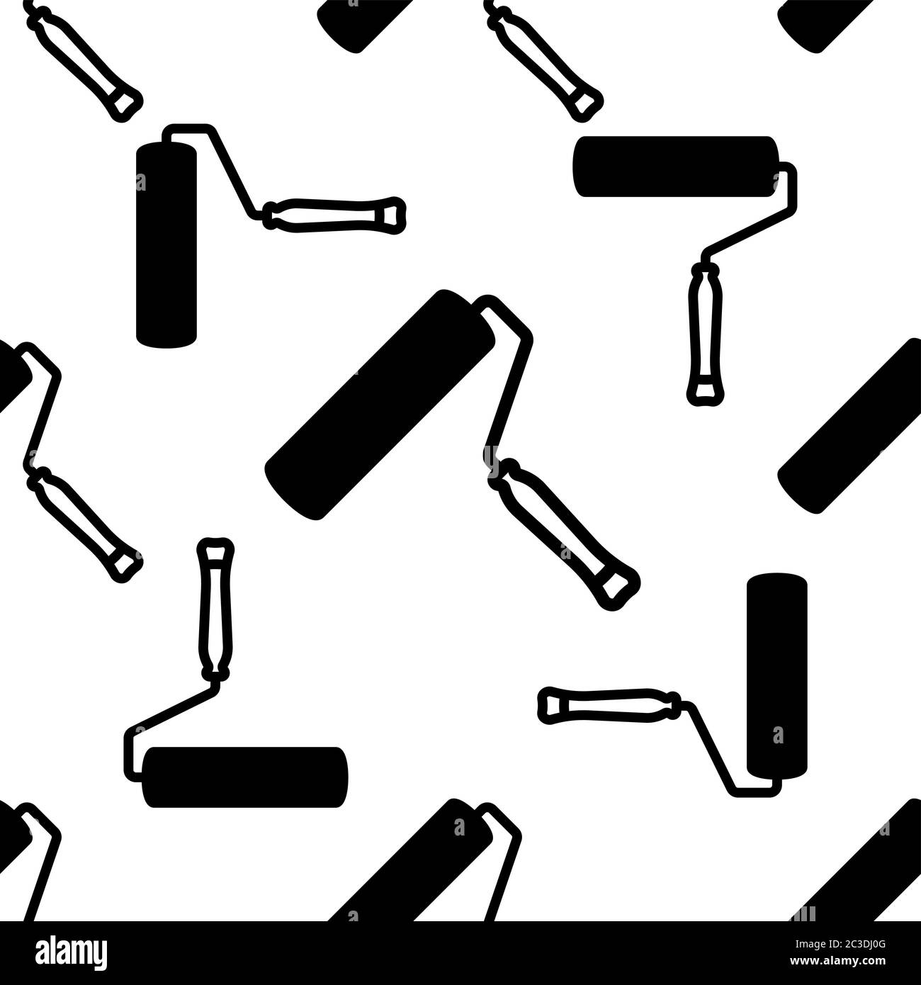 Paint Roller Icon Seamless Pattern Vector Art Illustration Stock Vector