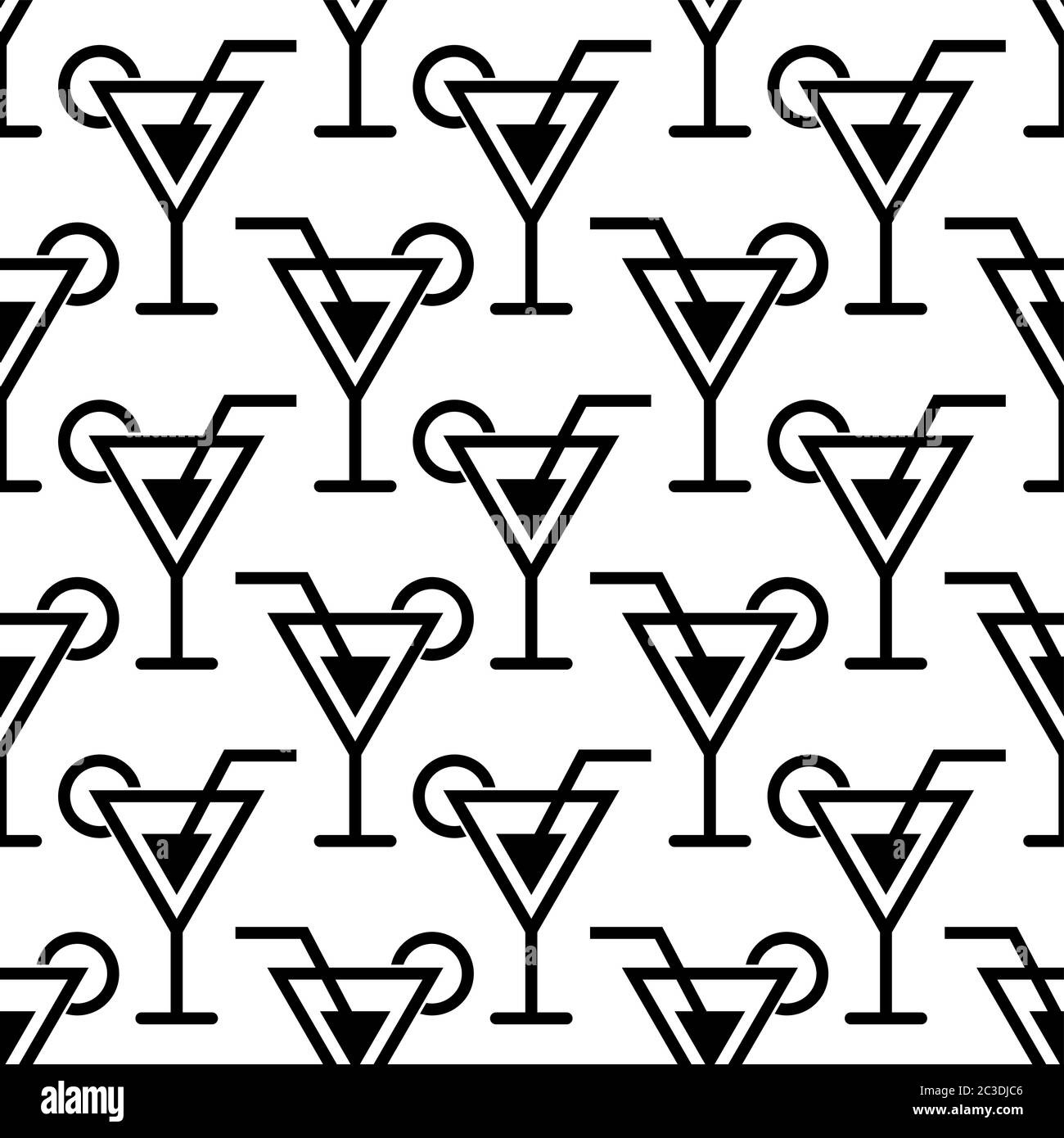 Cocktail Icon Seamless Pattern, Cocktail Vector Art Illustration Stock ...