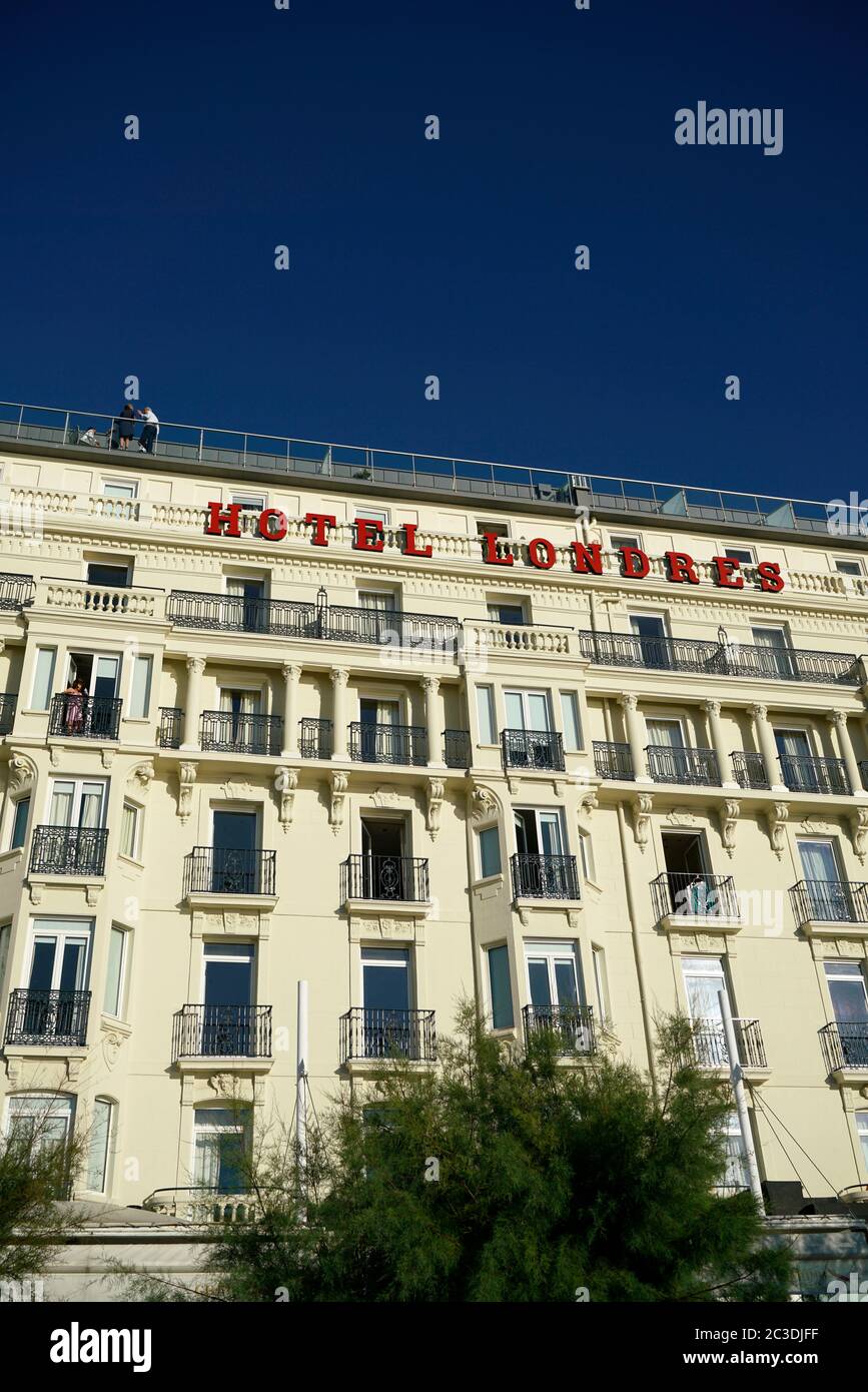 Hotel de Londres by the La Concha Beach in San Sebastian.Basque Country.Spain Stock Photo