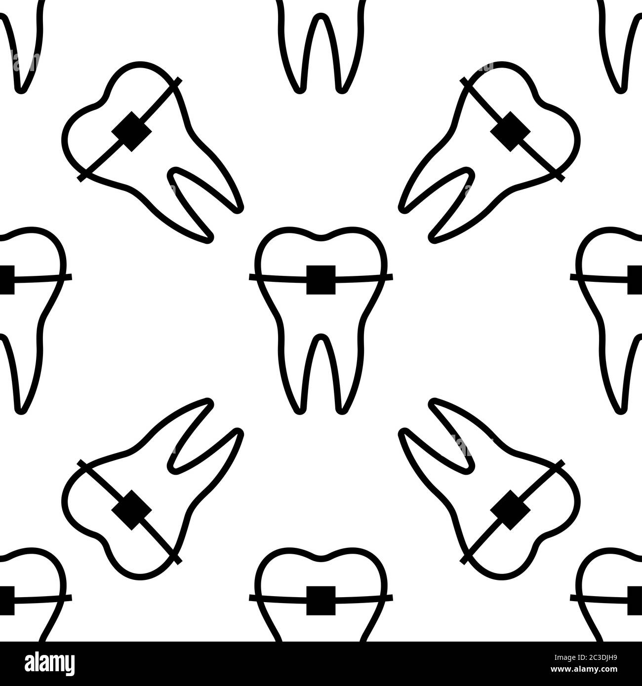 Tooth Braces Icon Seamless Pattern, Braces Vector Art Illustration Stock Vector