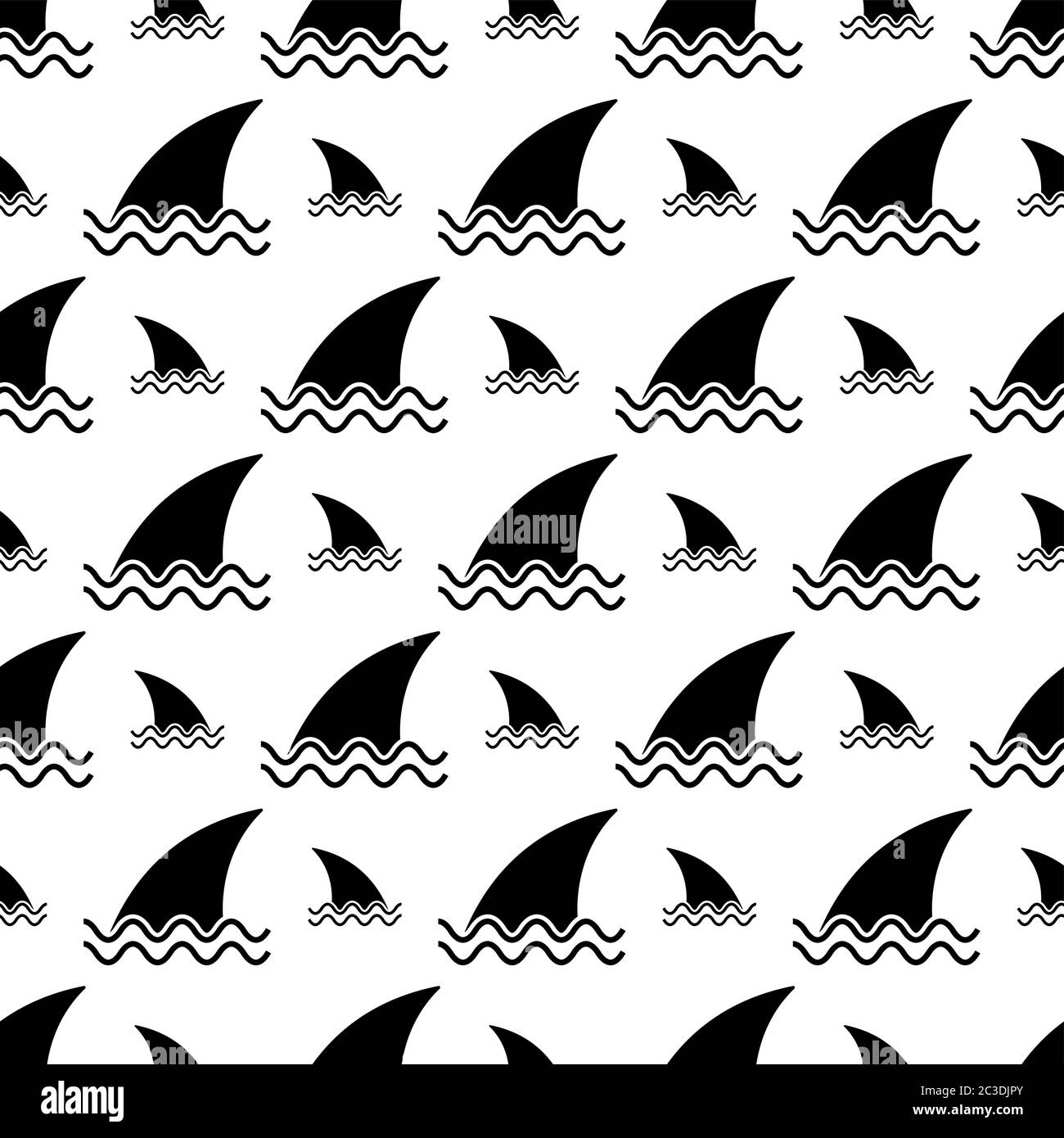 Shark Fin Icon Seamless Pattern Vector Art Illustration Stock Vector