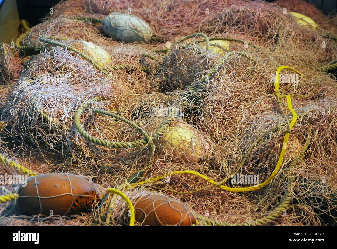 Ghost fishing nets-- experts have estimated there are roughly 640,000 tons of these nets currently in our ocean-10%of total plastic waste in oceans Stock Photo