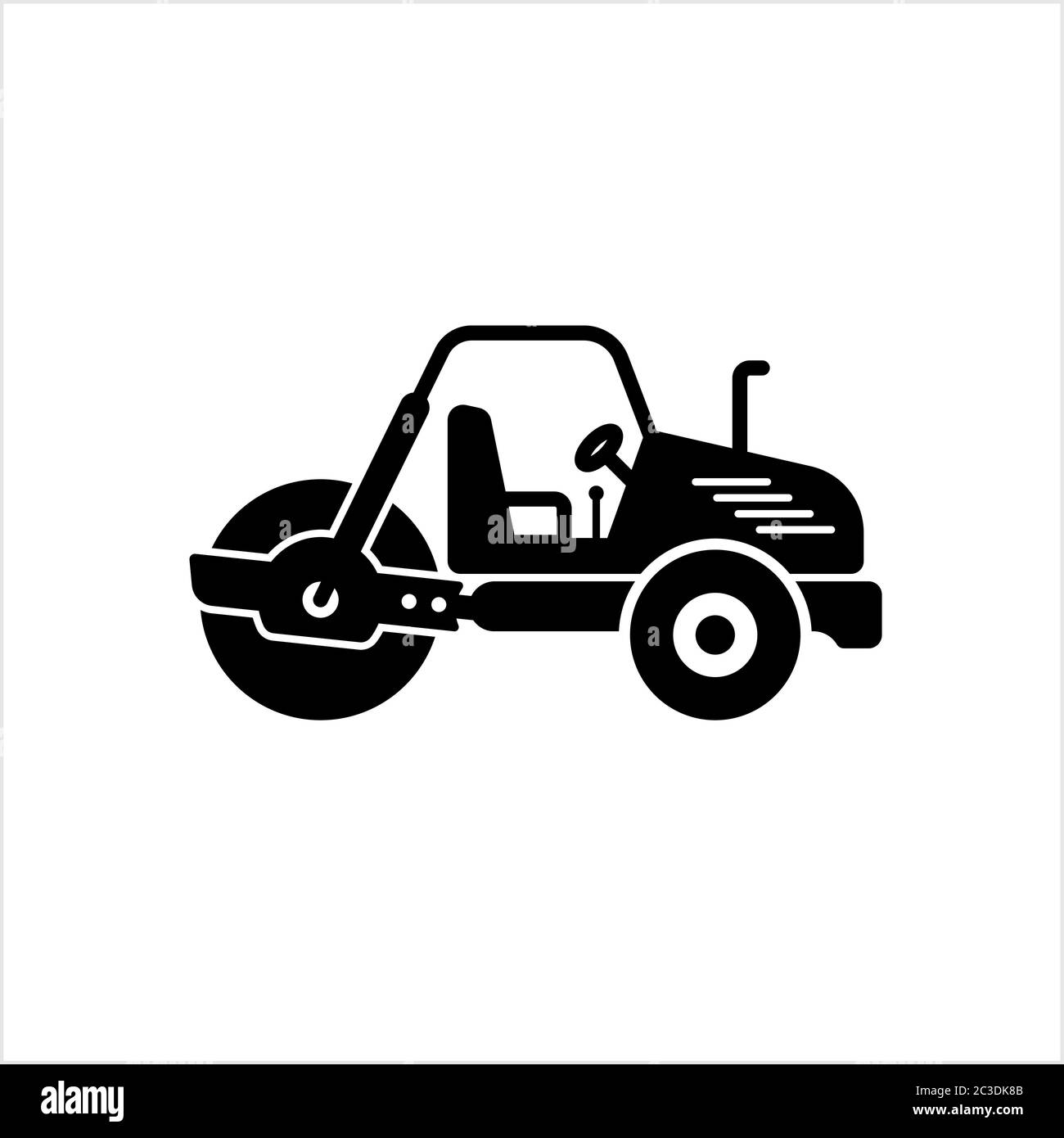 Road Roller Icon, Construction Vehicle Icon Vector Art Illustration ...