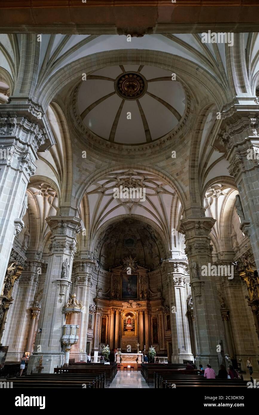 Interior of Basilica of Saint Mary of the Chorus in Old Town of San Sebastián. Gipuzkoa, Basque Country, Spain Stock Photo