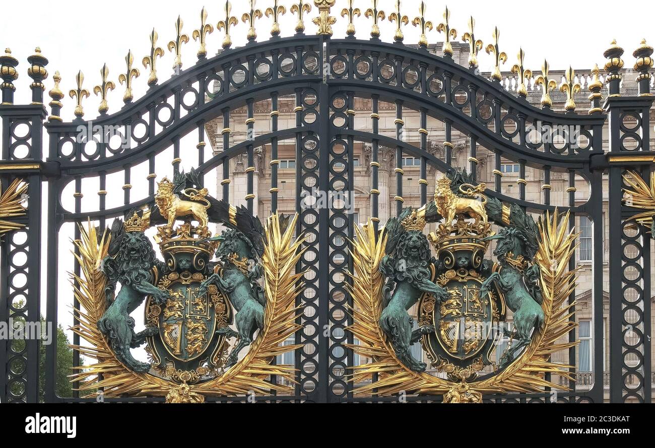 buckingham palace gates close up in london Stock Photo