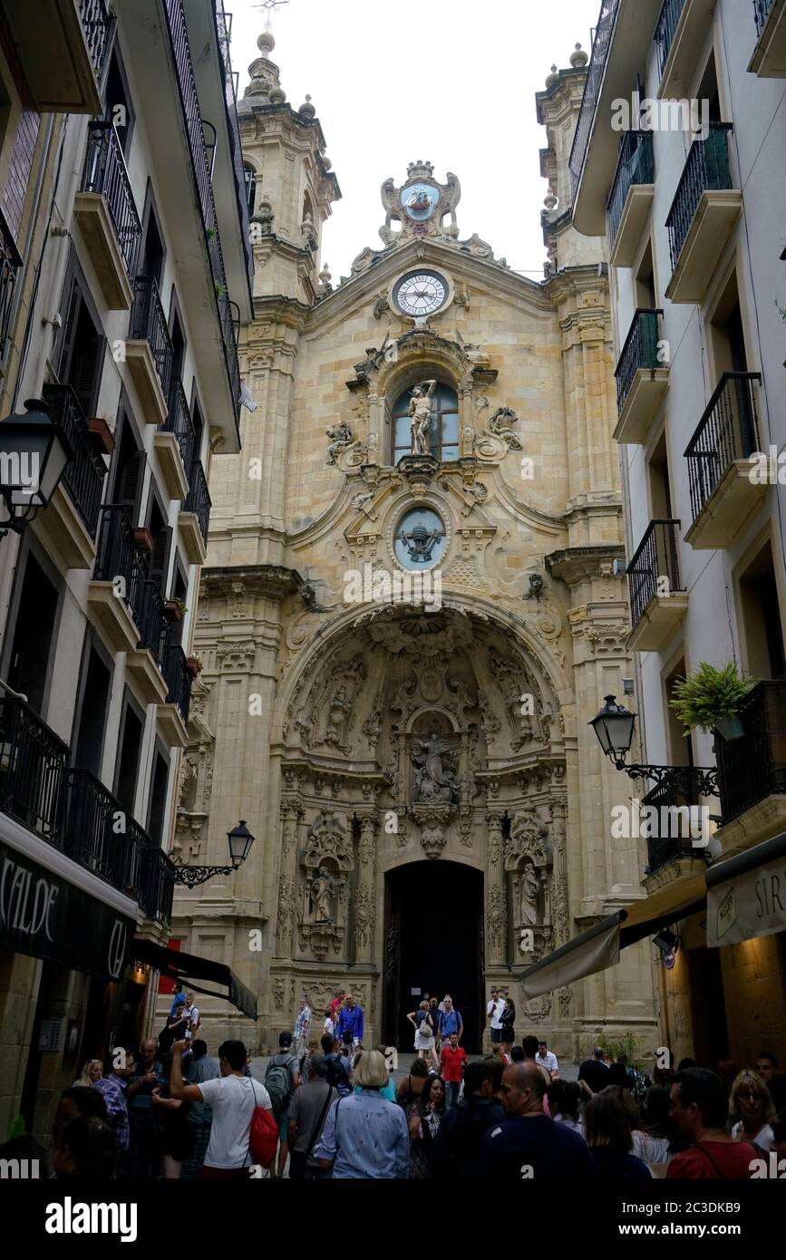 Basilica of Saint Mary of the Chorus in Old Town of San Sebastián. Gipuzkoa, Basque Country, Spain Stock Photo