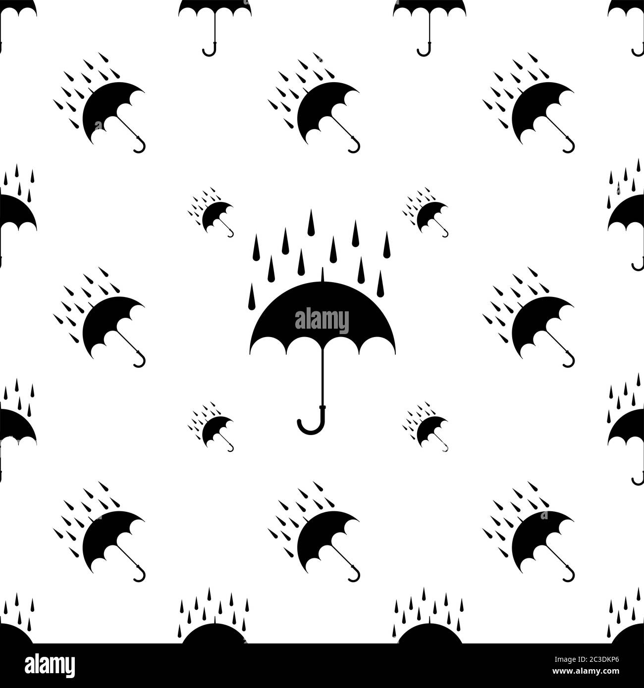 Raindrops Tripping On Umbrella Icon Seamless Pattern Vector Art ...