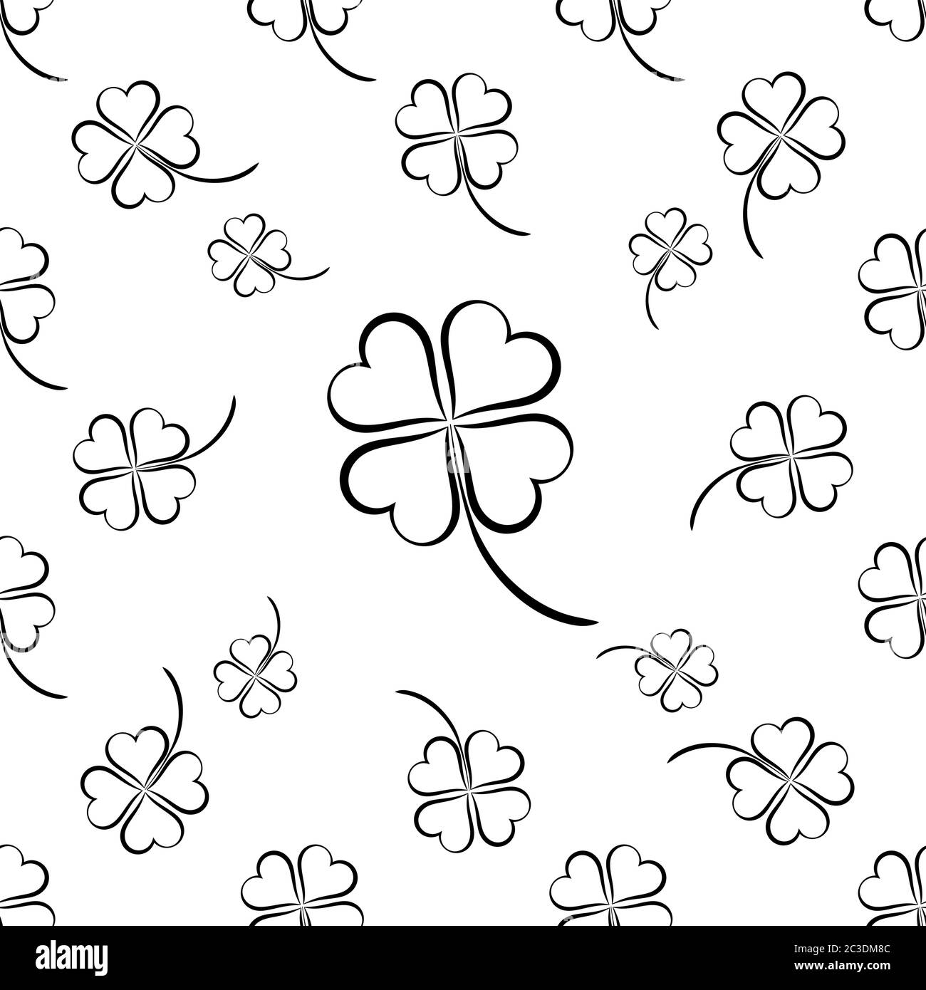 Clover Four Leaf Shamrock Seamless Pattern Vector Art Illustration Stock Vector