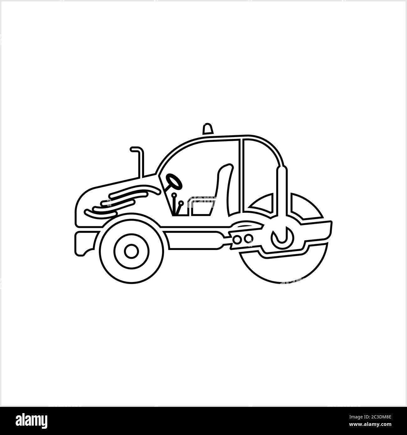 Road Roller Icon, Construction Vehicle Icon Vector Art Illustration ...