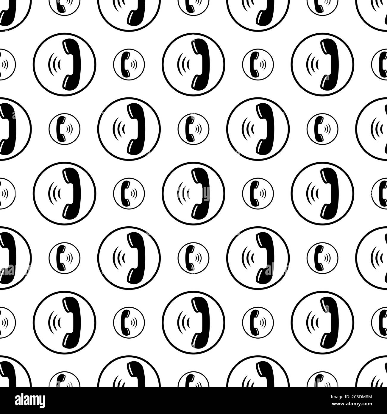 Telephone Receiver Icon Seamless Pattern Vector Art Illustration Stock