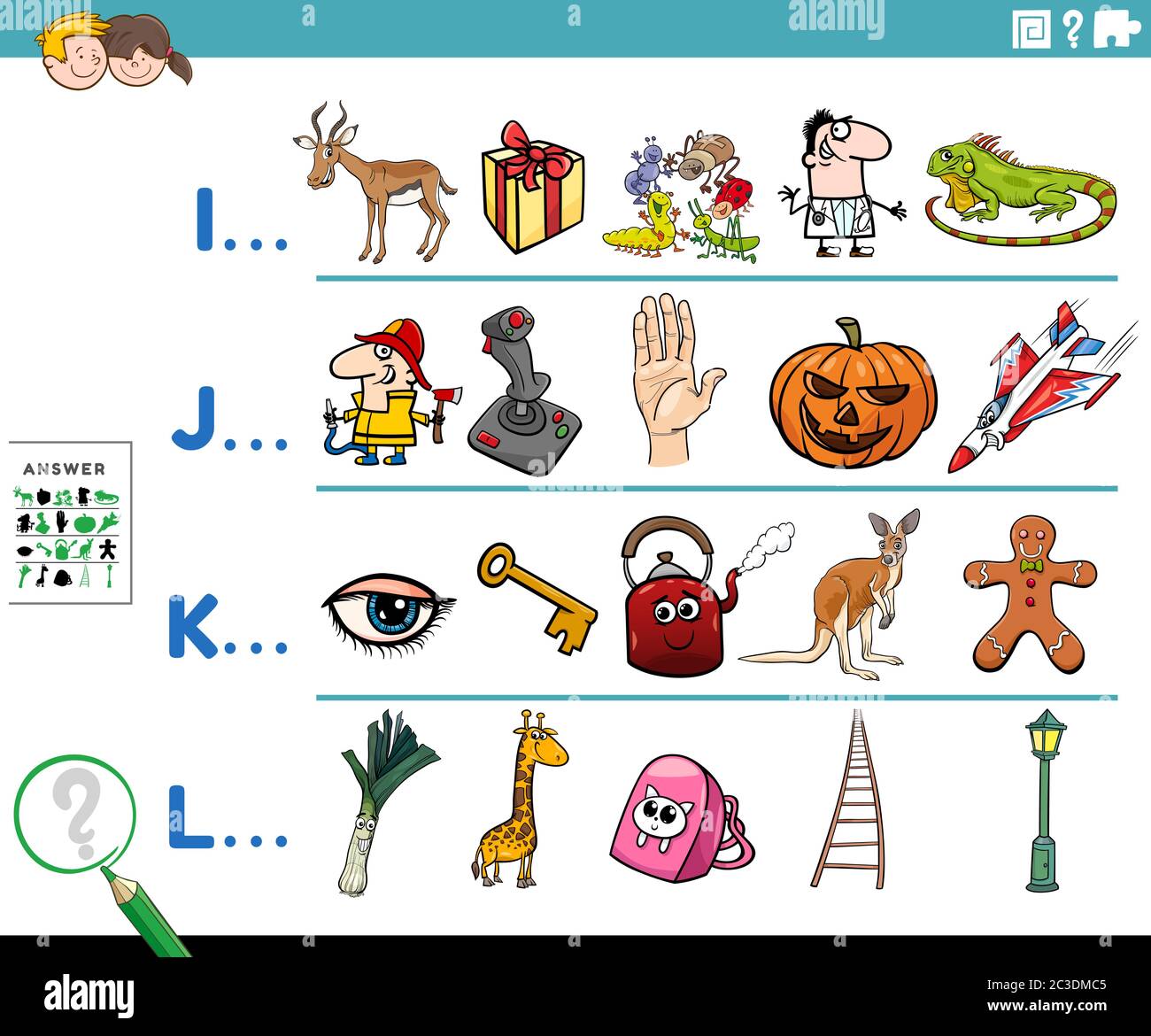 first letter of a word educational activity for children Stock Photo ...