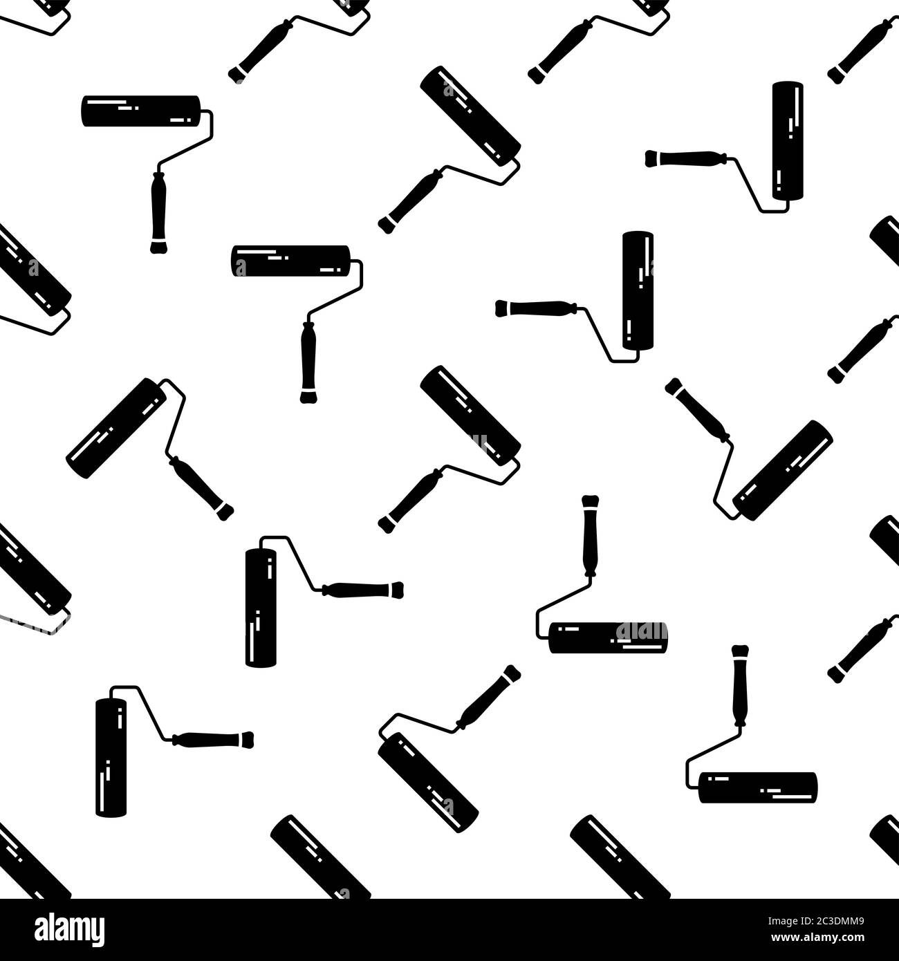 Paint Roller Icon Seamless Pattern Vector Art Illustration Stock Vector