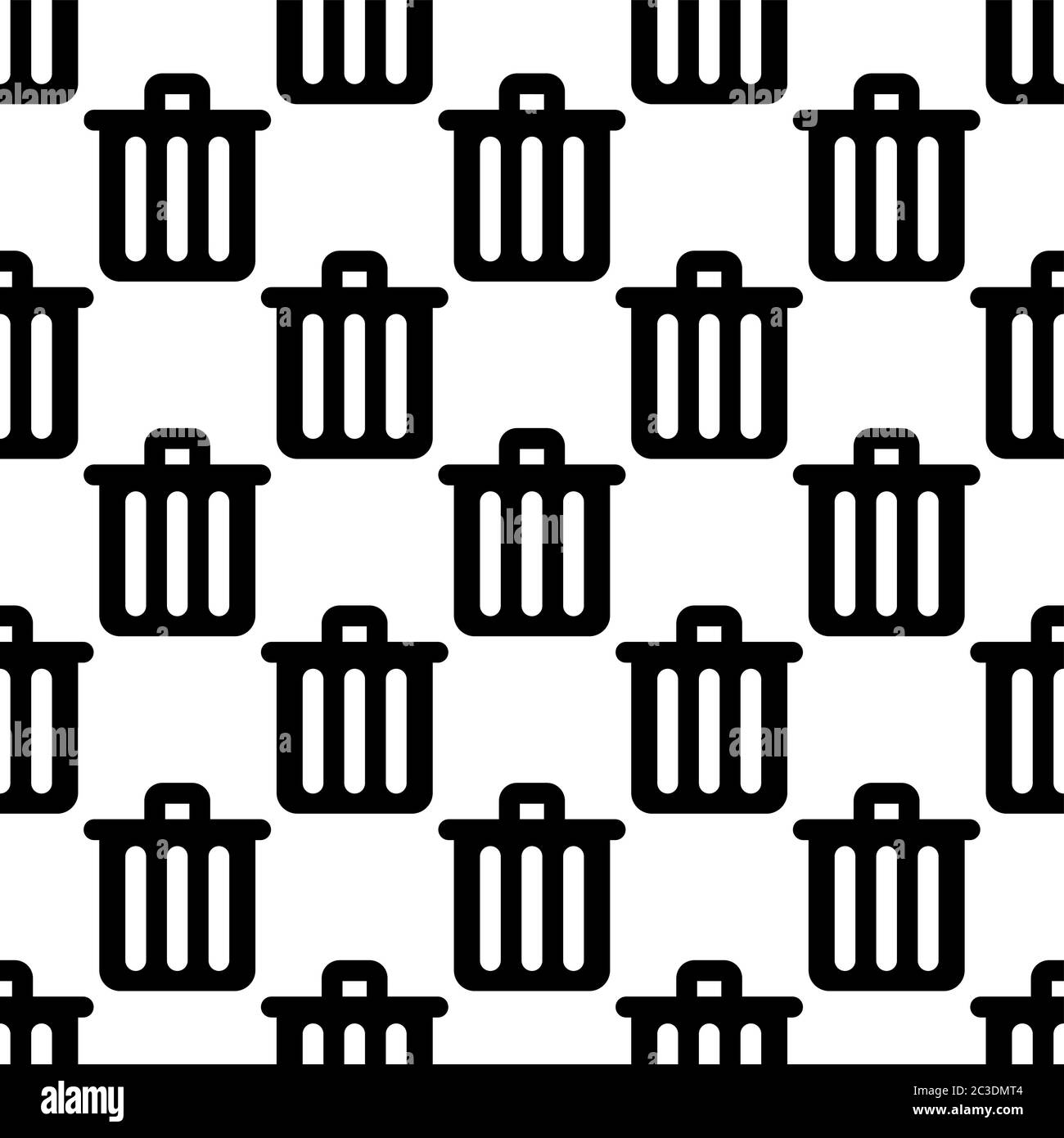 Trash Can Icon Seamless Pattern Vector Art Illustration Stock Vector