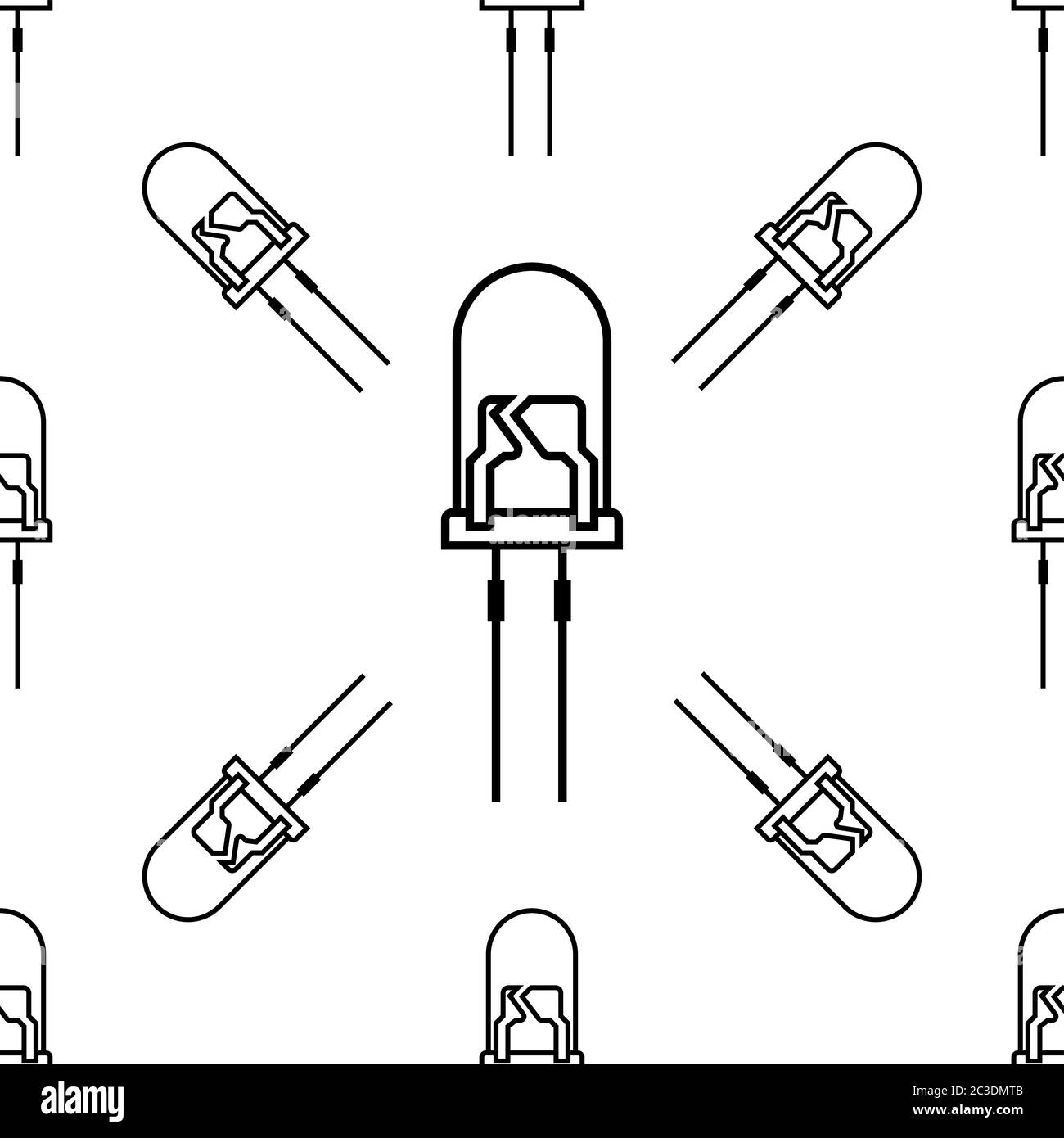 Led Icon Seamless Pattern, Light Emitting Diode Vector Art Illustration