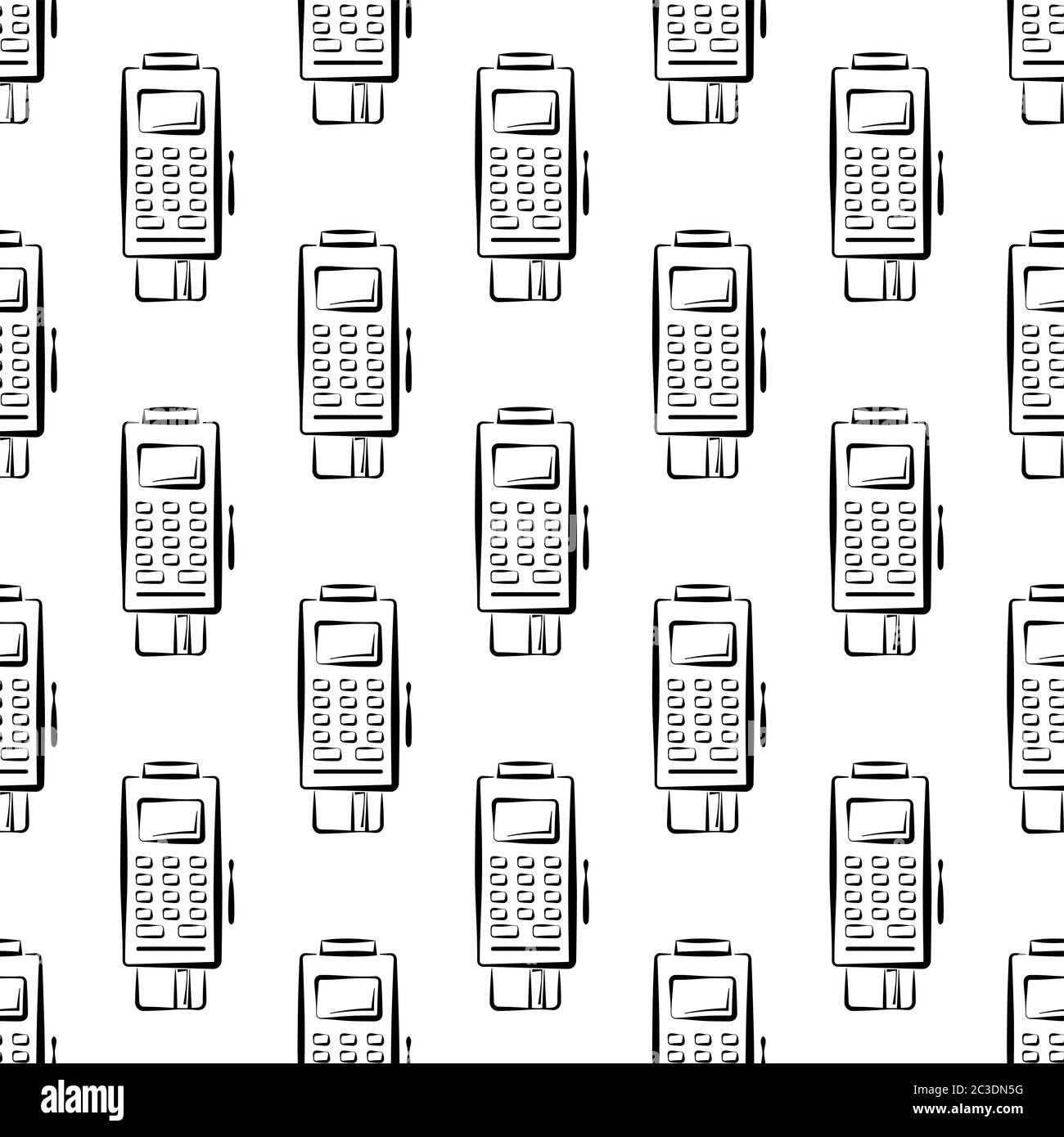 Pos Terminal Icon Seamless Pattern Vector Art Illustration Stock Vector ...