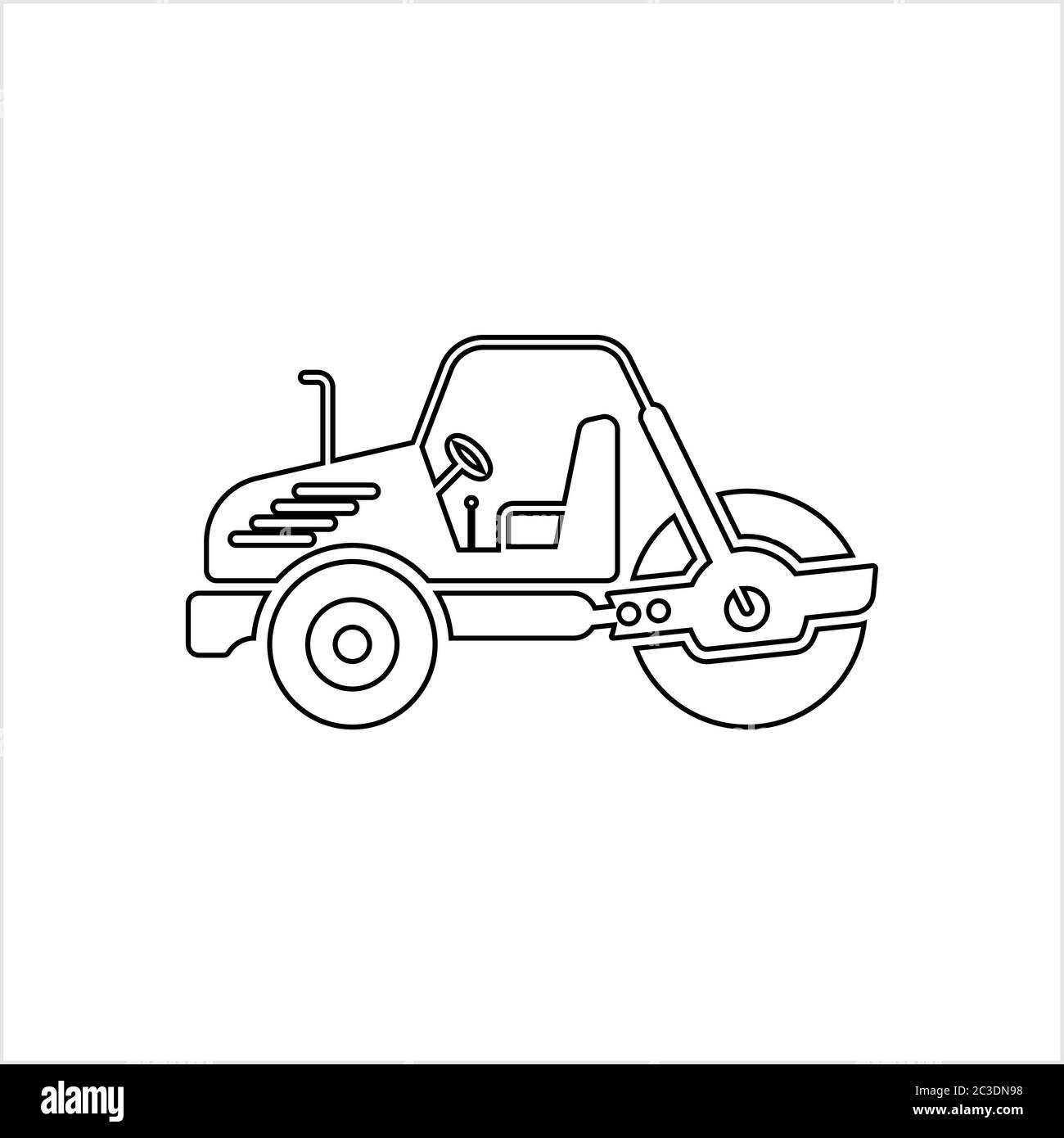 Road Roller Icon, Construction Vehicle Icon Vector Art Illustration ...