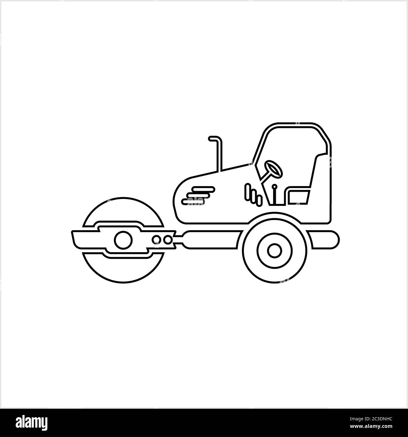 Road Roller Icon, Construction Vehicle Icon Vector Art Illustration ...