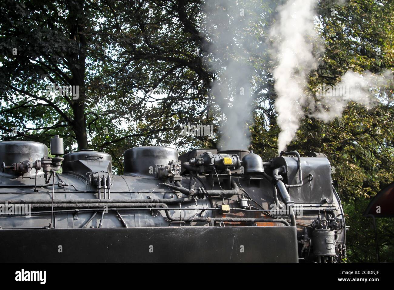 View of an old steam locomotive, details of a locomotive Stock Photo