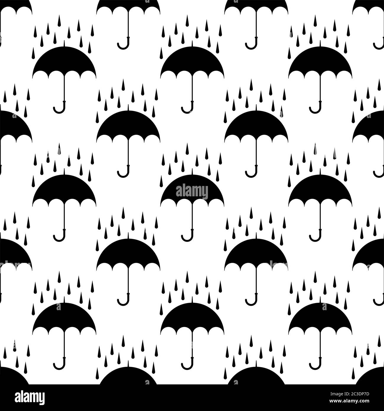 Raindrops Tripping On Umbrella Icon Seamless Pattern Vector Art ...