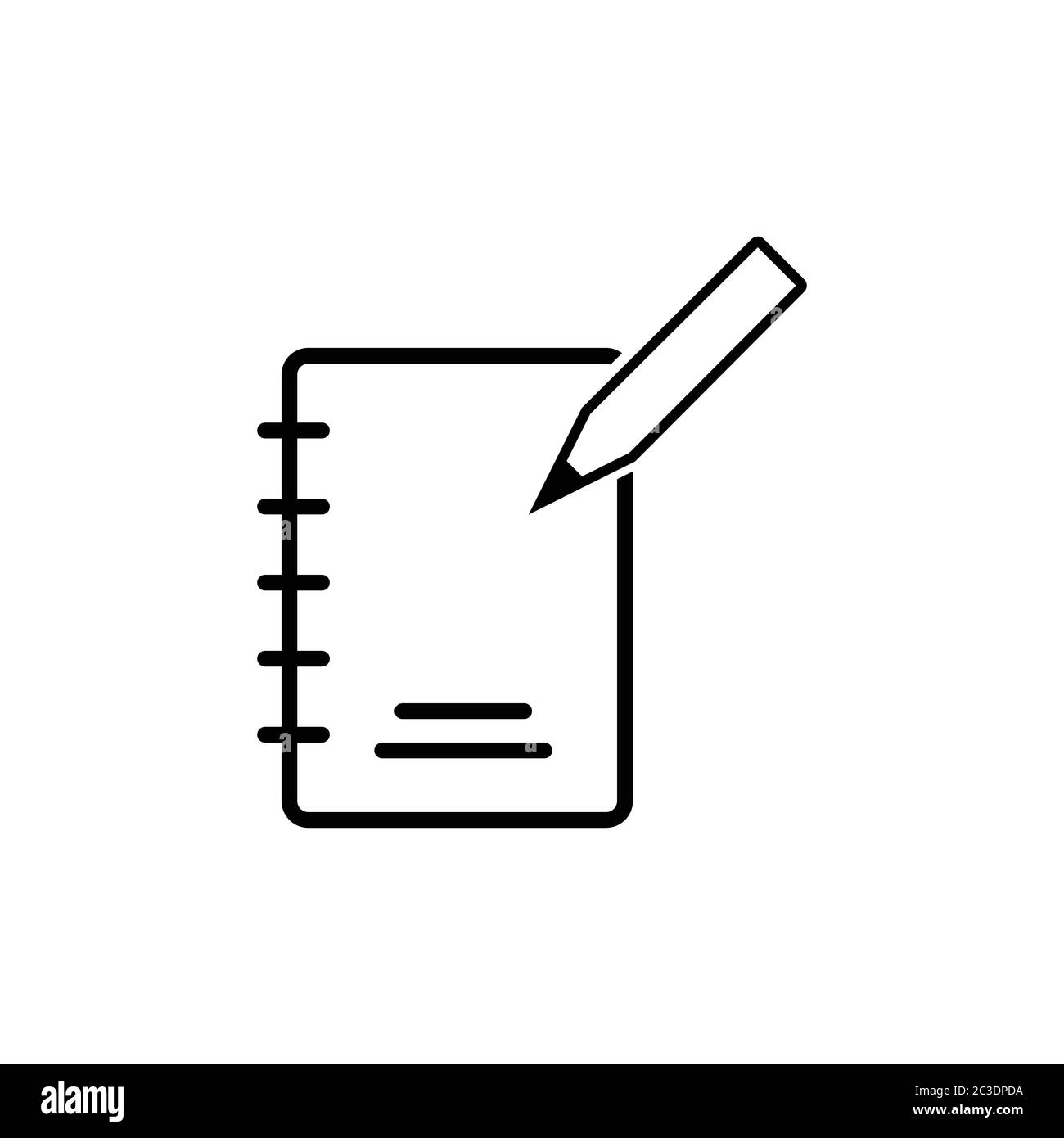 writing symbols, notepad line icons and pencils. design template vector